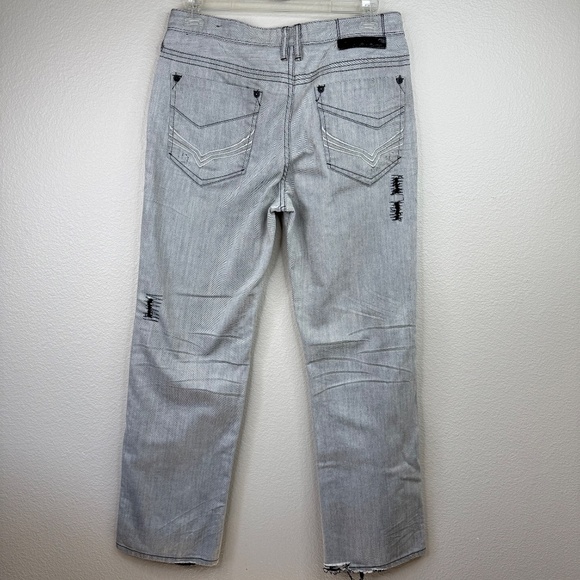 G by Guess Lucas Relaxed Straight Leg Mens Gray Distressed Stitch Jeans Sz. 33 - Picture 11 of 16